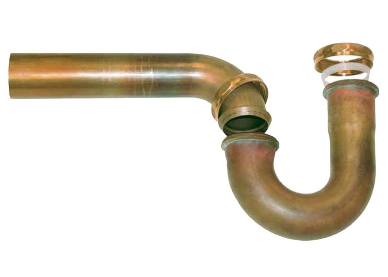 Westbrass D400G-RAW 1-1/2" 17 ga. Tubular Ground Joint P-Trap with Bell Flange, Unfinished - Image 1